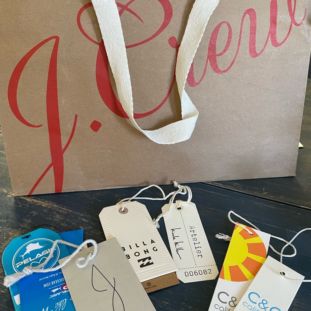 J. Crew Brown Shopping Bag with Assorted Tags